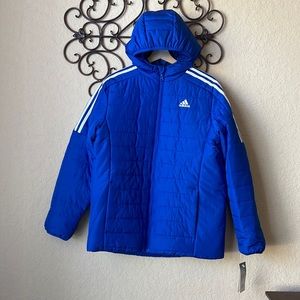 Adidas Bright Blue Boys Hooded Coat XL(18/20)